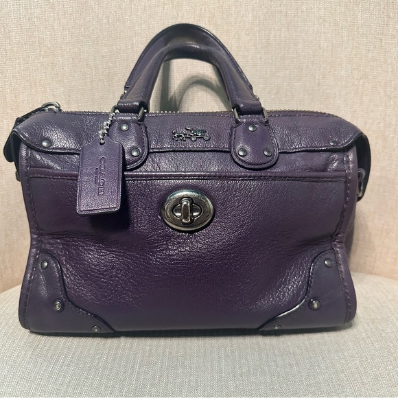 Coach Rhyder 24 Purple Leather Crossbody - Picture 7 of 9